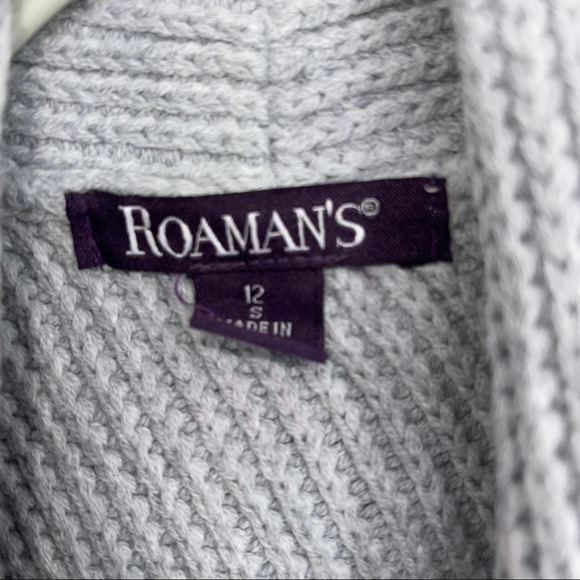 ROAMAN'S GRAY KNIT POCKETED SHORT SLEEVE CARDIGAN WRAP SIZE 12 - Picture 3 of 6